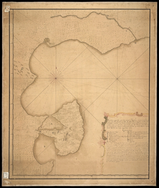 Mapa de la península Valdés (1779) elaborado por Basilio Villarino, funcionario del Virreinato del Río de la Plata en el Fuerte del Carmen